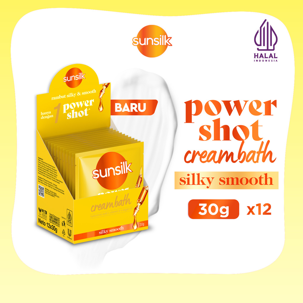 SUNSILK POWERSHOT Creambath RAMBUT SILKY SMOOTH SACHET 30G x12