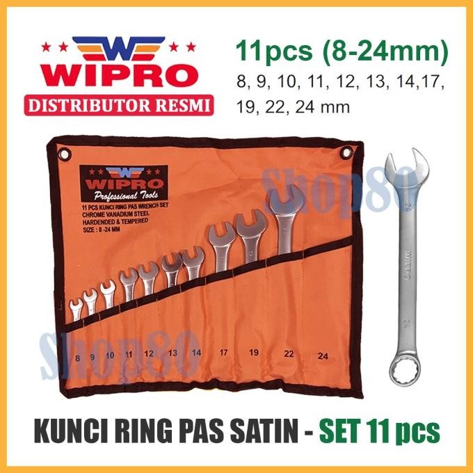 TERMURAH Wipro Kunci Ring Pas 1 Set 11pcs 11 pcs Satin CRV 8-24 mm