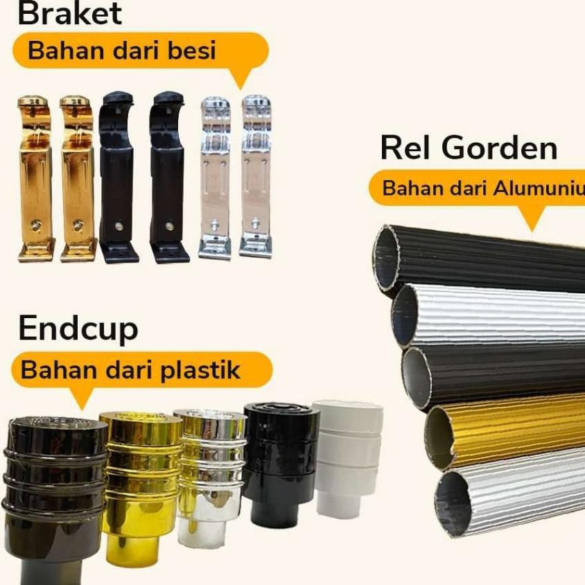 Rel Gorden Minimalis Full Set Batang Tiang Penyangga Gorden Rel Gorden - Rel Minimalis 200 Sd 300Cm