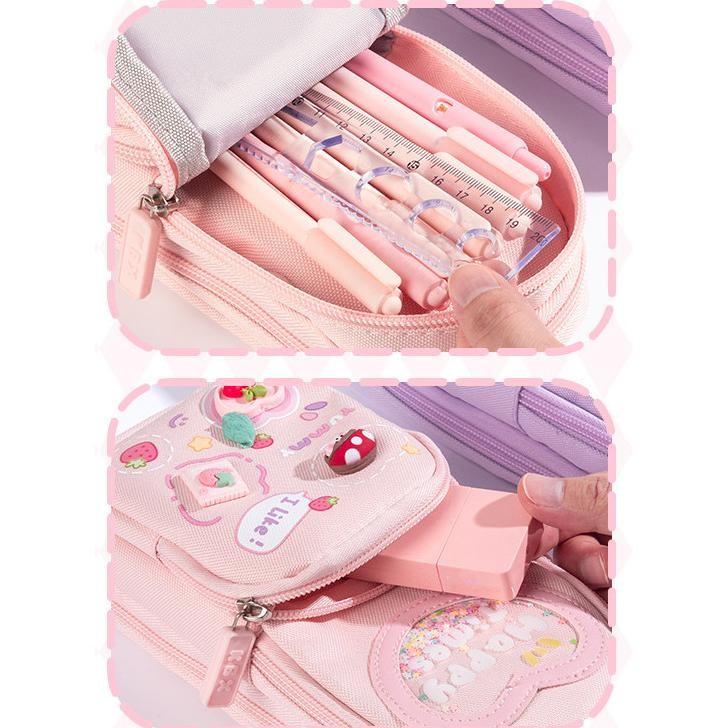 

COD Tempat Pensil Kotak 3D Anak Lucu Besar / Fun Korea Bag Model Pensil Kanvas 6 Kamar /Sekolah Dasar Kotak Pensil Siswa ga-121