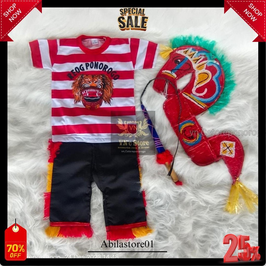 Setelan Jaranan Anak Fulset/ Kaos Reog / Kaos Sakera / Kaos Jaranan / Kaos Barong / Kaos Sunda / Pon