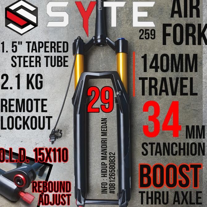 TERMURAH - Fork SYTE Air 29 Boost Tapered T140 Remote Lock TA 15 x 110 Kashima