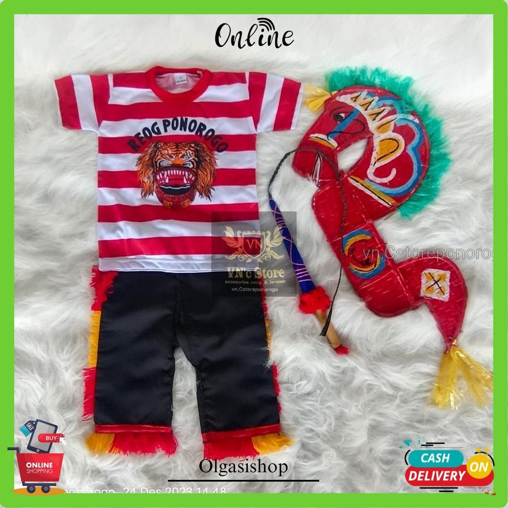Setelan Jaranan Anak Fulset/ Kaos Reog / Kaos Sakera / Kaos Jaranan / Kaos Barong / Kaos Sunda / Pon