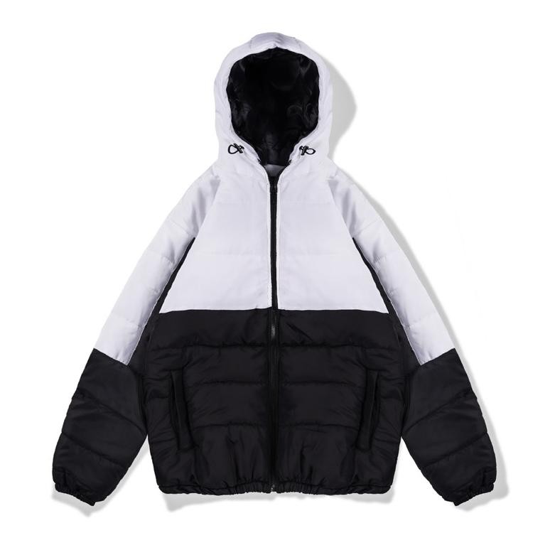 PROMO Jaket Puffer Hoodie Kombinasi Motif Distro TNA u-45