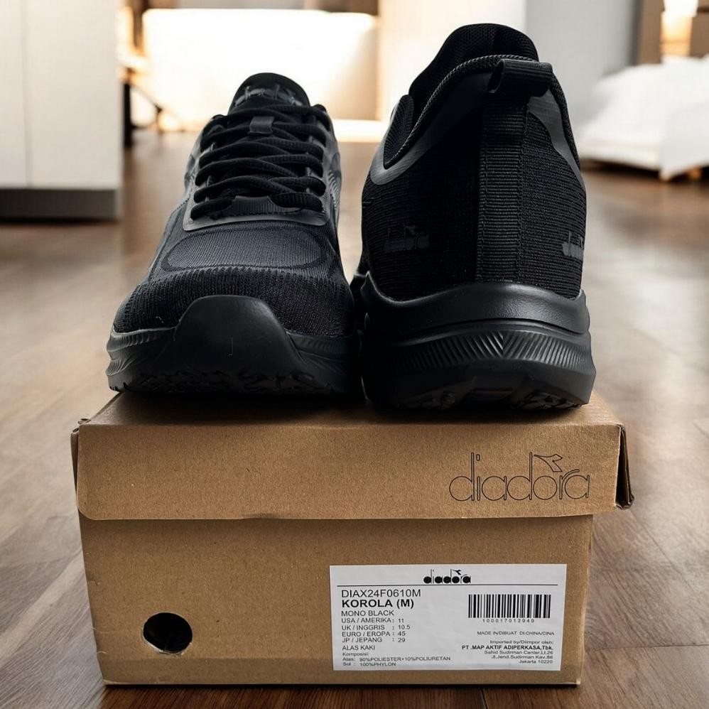 SDR- Diadora Sepatu Sekolah Full Black Anak Cewek Cowok TERLARIS