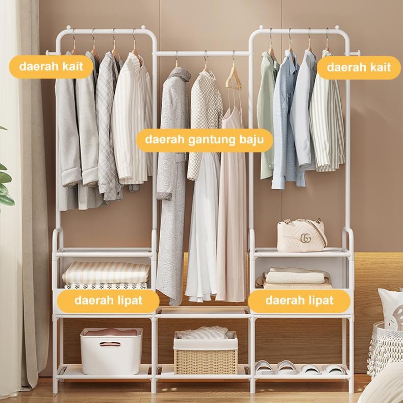 Kekinian Rak Gantungan Baju Stand Hanger Kotak Serbaguna Rak Baju Portable Lemari Pakaian Sale