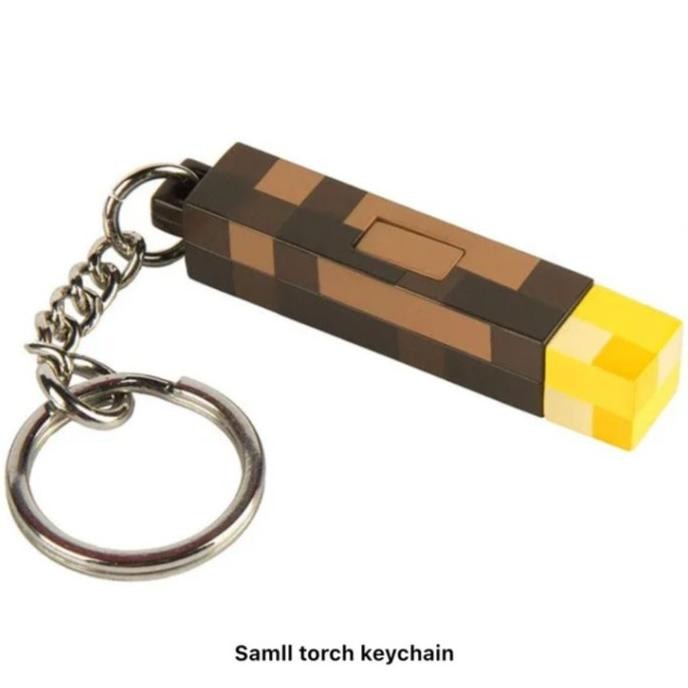 MINECRAFT TORCH LIGHT KEYCHAIN GANTUNGAN KUNCI TORCH MINECRAFT, GANTUNGAN KUNCI LAMPU MINECRAFT MINI