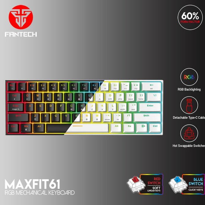 TERBARU - FANTECH MAXFIT61 MK857 60% MECHANICAL KEYBOARD GAMING MAXFIT 61