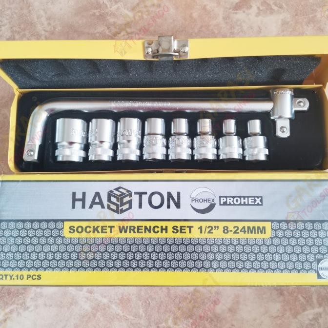 TERMURAH kunci sok set 10 pcs HASSTON PROHEX kunci shock sock socket set