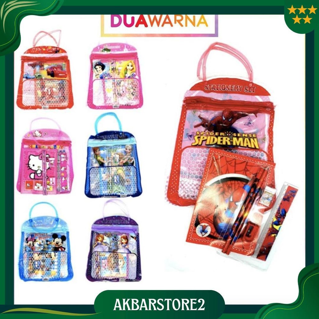 

Duawarna Stationary Set Free Bag Set Alat Tulis Anak Sekolah Motif Kartu Bonus Tas Penyimpanan Ori