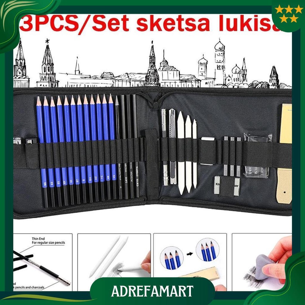 

33Pcs/Set Sketch Pencil Pisau Penghapus Dan Pensil Gambar Untuk Keperluan Sekolah Pencil Drawing Set Sale