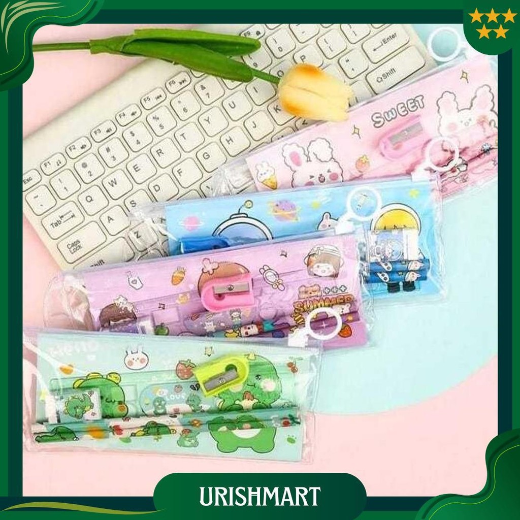 

Set Alat Tulis Sekolah Karakter Astronot 5 In 1 Lucu Cute Stationery Free Pouch Ori
