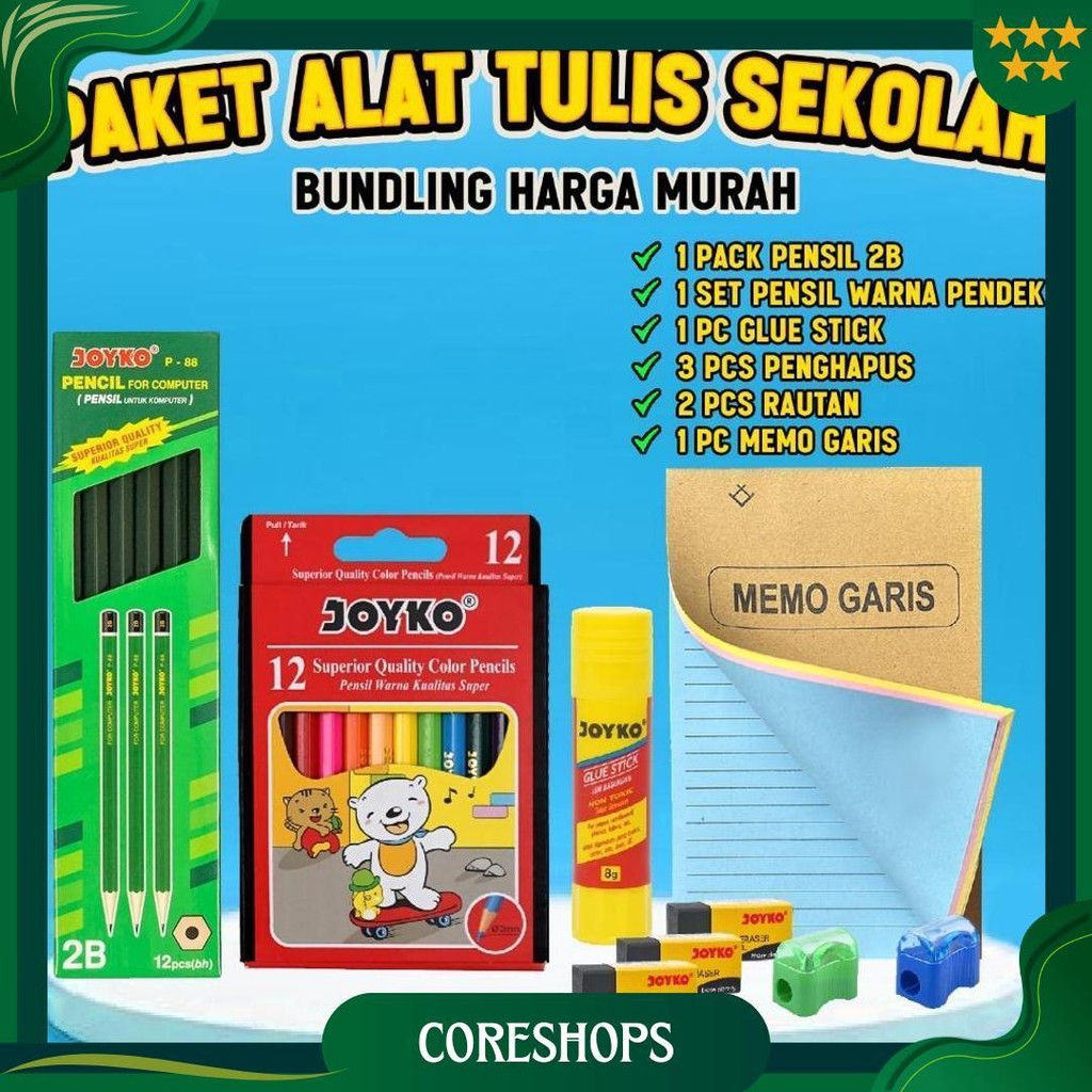 

Paket Alat Tulis Sekolah Pintar /Paket Atk Sekolah Hemat Lengkap Joyko Promo 4.4