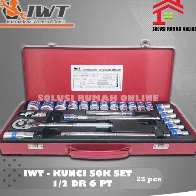 SALE Kunci Sok Set IWT 25 pcs 1/2 DR 6 PT / Socket Set 25pcs 8 - 32 mm