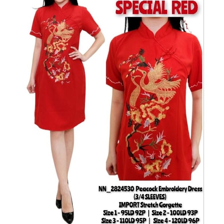 PLK Dress Cheongsam Wanita Bordir Ukuran Jumbo Imlek (Big Size) (14 MODEL) TERLARIS