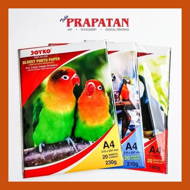

[ PERALATAN LUKIS / GAMBAR ] JOYKO GLOSSY PHOTO PAPER GSP-A4-180/210/230G / KERTAS FOTO PACKING AMAN
