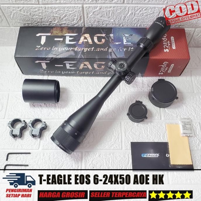 TERBARU - Teleskop T EAGLE EOS 6-24X50 AOE HK Retikel Tipis T Eagle 6-24x50 AOE