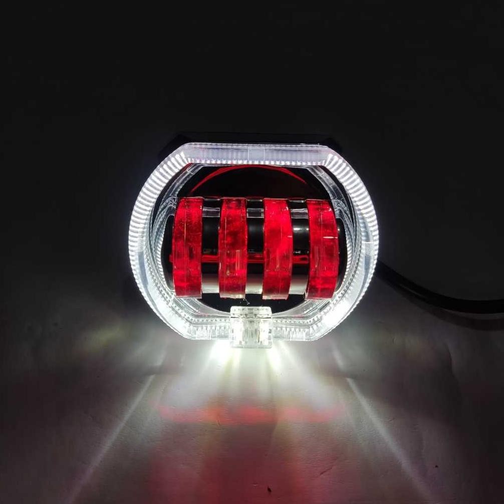 Hrn-813 Lampu Biled Daymaker 4 Lensa Shroud Bmw 8D Lampu Tembak Cut Off Biled 4 Mata Biled Bmw