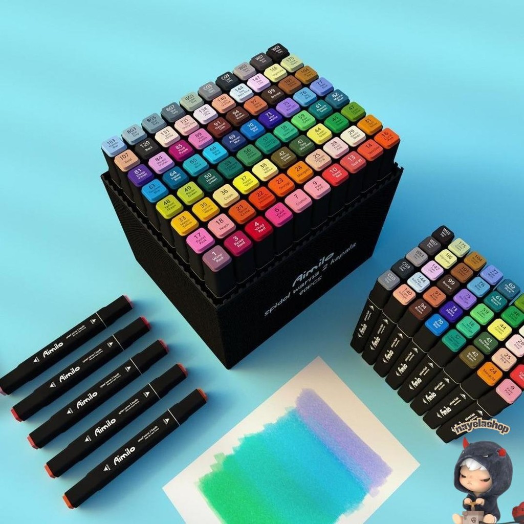 

Aimilo Spidol Warna Set / 1 Set Sketch Marker 48 / 60 / 80 Warna Diskon
