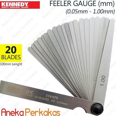 Feeler / Thickness Gauge Metric (Mm) Kennedy, 20 Blade Panjang 100Mm