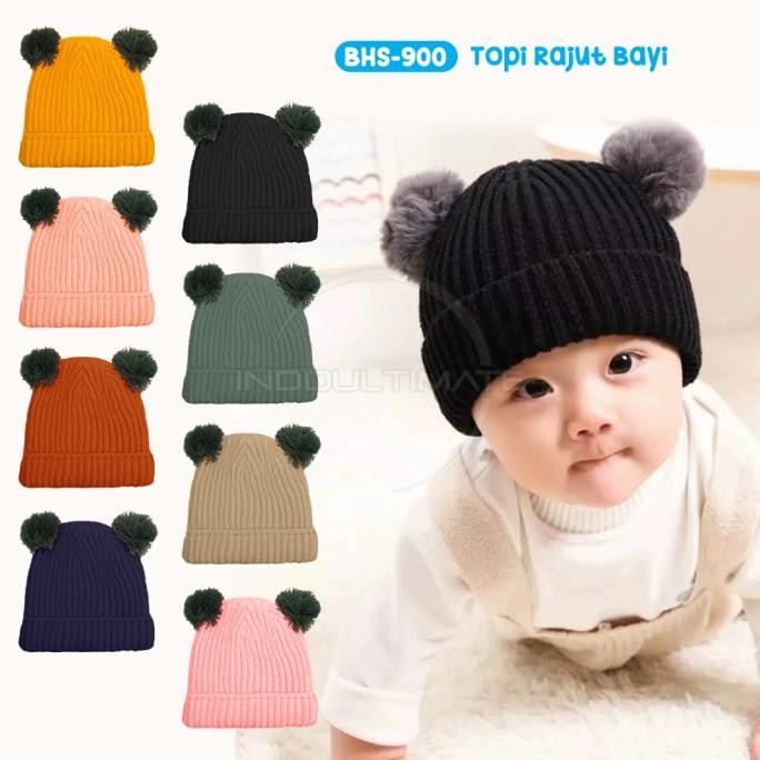Topi Kupluk Rajut BHS-900 Topi Lucu Bayi Kupluk Rajut Bayi Baru Lahir
