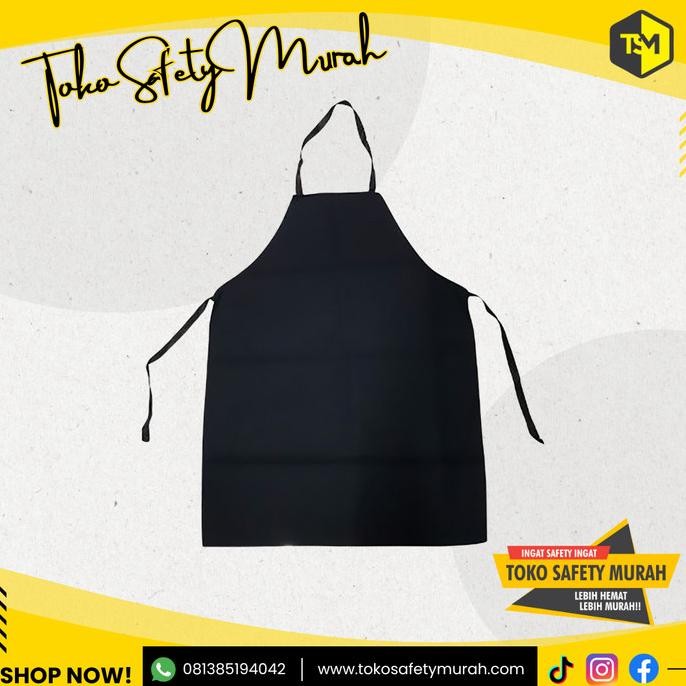 Apron Drill Warna Hitam Polos Murah Celemek Kain Celemek Masak Koki