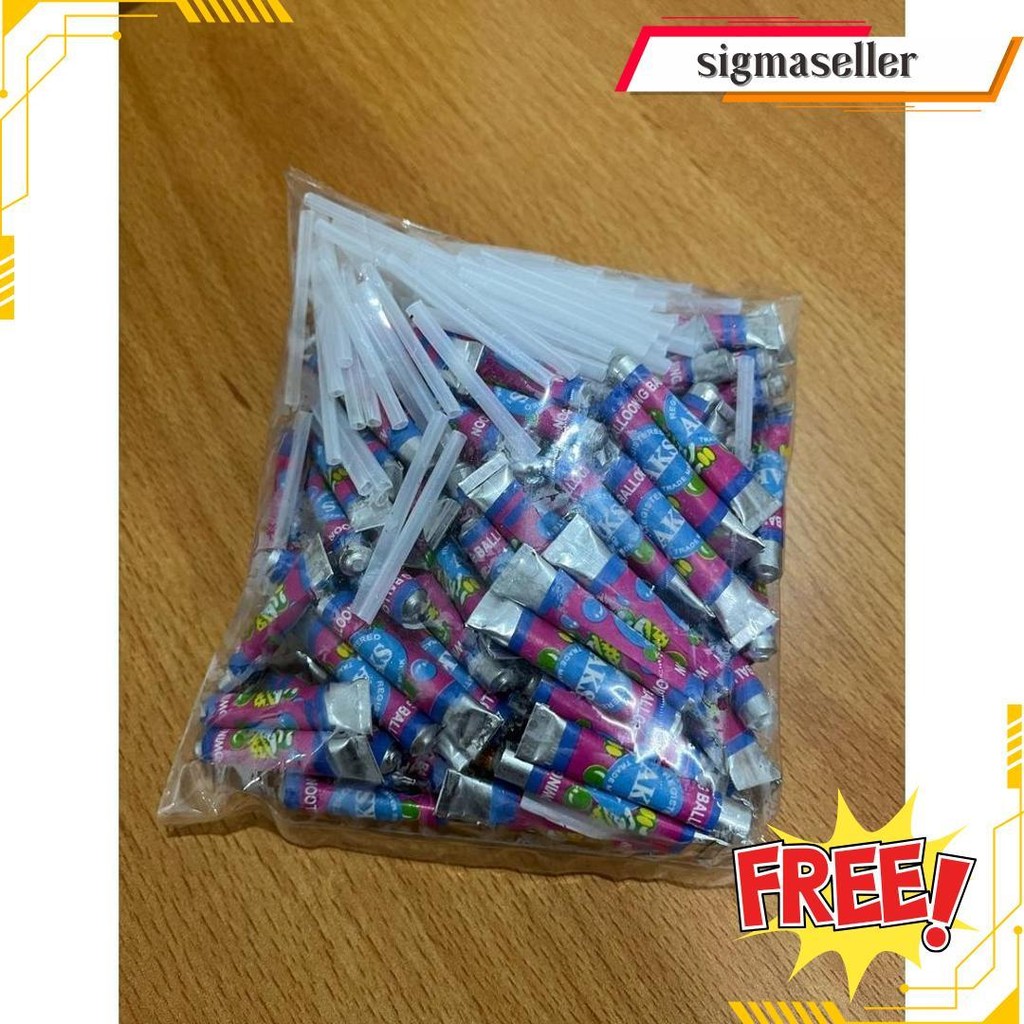 Balon Tiup Jadul - Balon Lem - Mainan Balon Jadul Merek Aks (1 Pack Isi 100) Cod