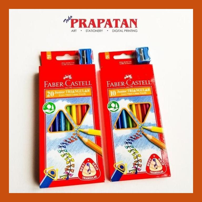 

[ PERALATAN LUKIS / GAMBAR ] FABER CASTELL JUNIOR TRIANGULAR COLOR PENCIL 10/20 WARNA SIAP KIRIM
