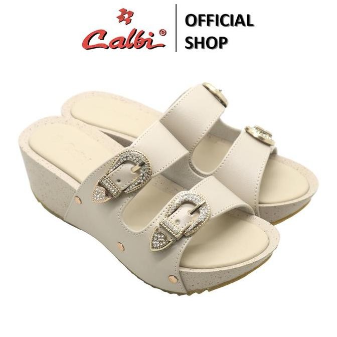 Sandal Wanita Remaja Kekinian Terbaru 2025 Jmx 3593 Sandal Wedges Perempuan 6Cm Slip-On Permata Mewa