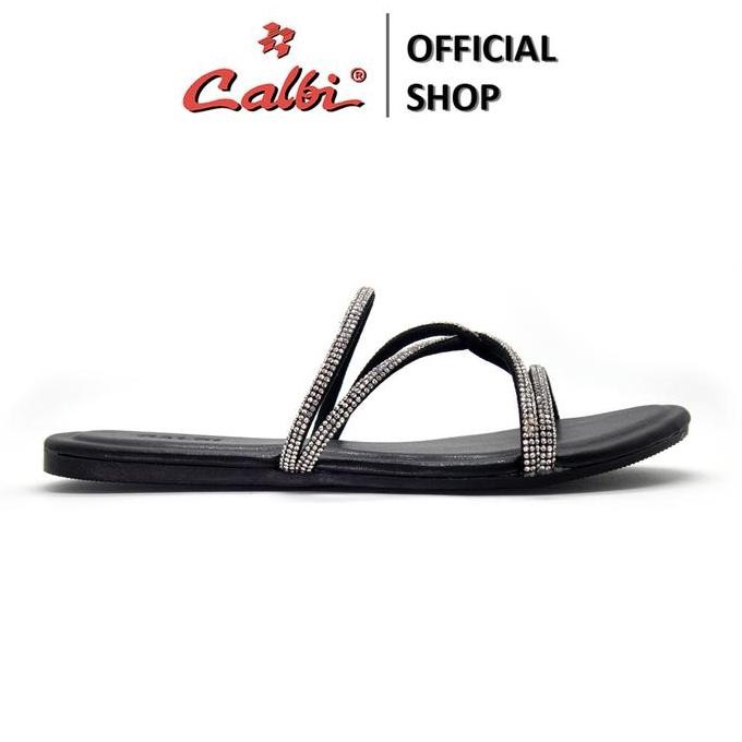 Sandal Wanita Remaja Kekinian Terbaru 2025 Lfbe 547 Sandal Flat Slip-On Wanita Tali Permata Premium 