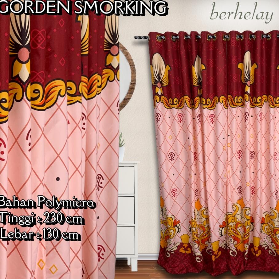 Gorden Mng Polycro Tu Atau Jendela Motif Ultan Raina Merah Maroon