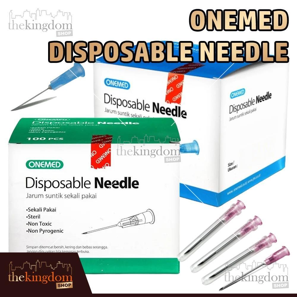 Onemed Disposable Needle 18G 21G 22G 23G 24G 25G 26G 27G 30G /100 Box Jarum Steril 1 1/2 1/4 0.5 1.2