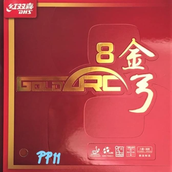 Dhs Goldarc 8 Gold Arc 8 (50 Deg.) - Rubber Karet Tenis Meja Pingpong