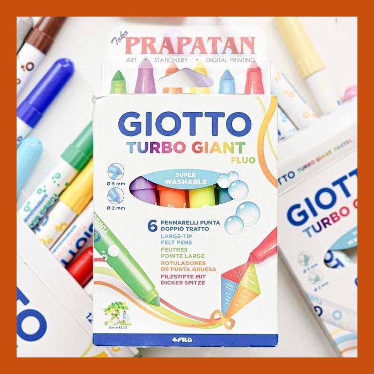 

[ PERALATAN LUKIS / GAMBAR ] GIOTTO TURBO GIANT LARGE TIP FELT PENS | PENA WARNA PACKING AMAN