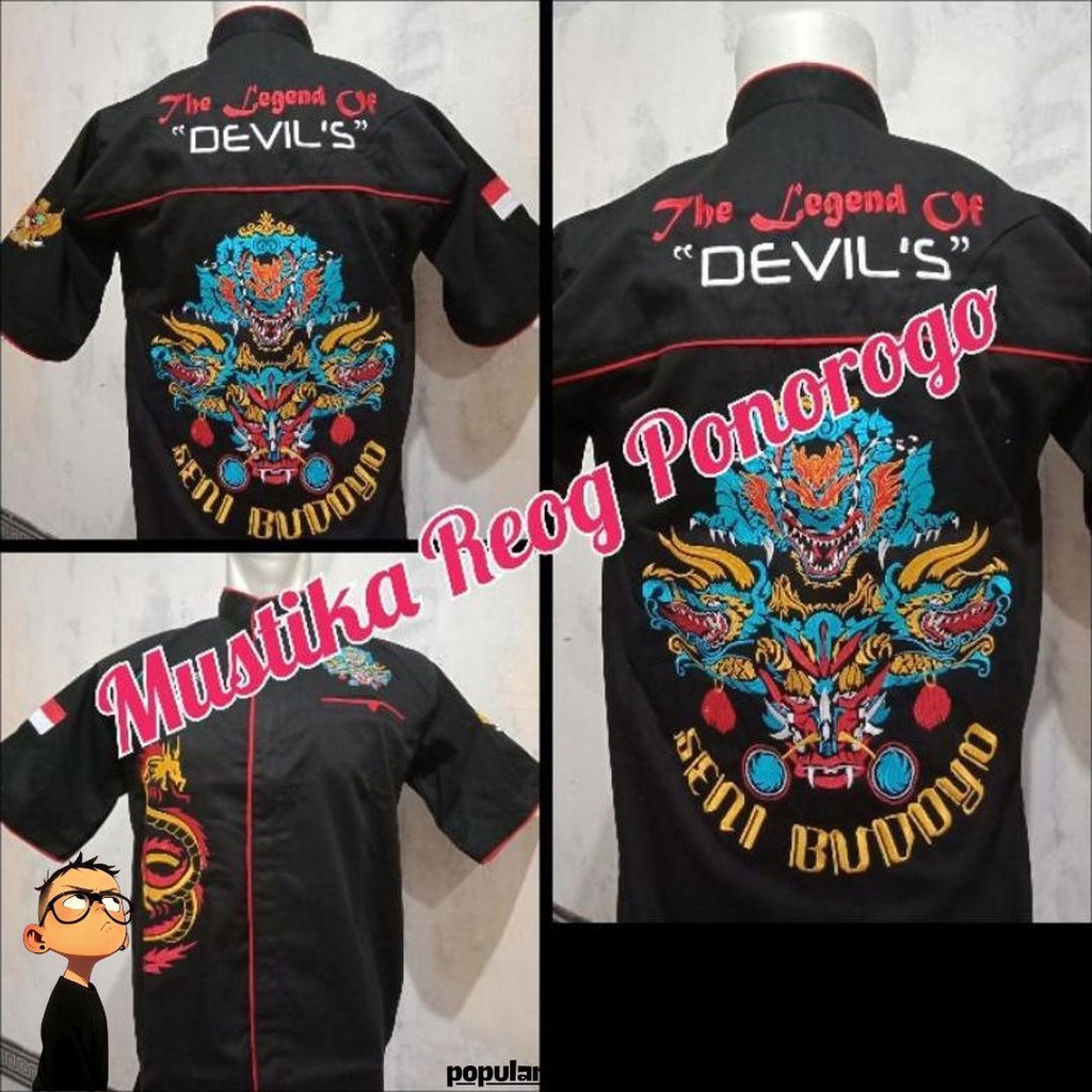 Baju Bordir Devil. Baju Bordir. Baju Reog. Baju Jaranan. Baju Warok Promo