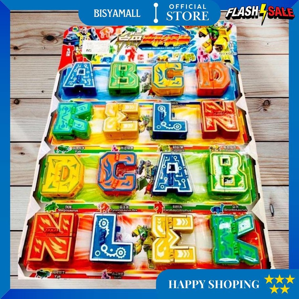 4 Pcs Mainan Robot Huruf Abcd / Robot Huruf Gabungan Klmn / Robot Bisa Berubah Menjadi Huruf D Cod