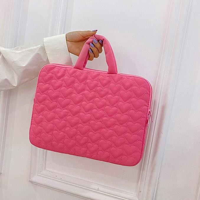 Tas Tablet Laptop Universal Tali Jinjing Polos Love Puffy Fluffy Pillow Bag Tebal 10 11 12 13 14 Inc
