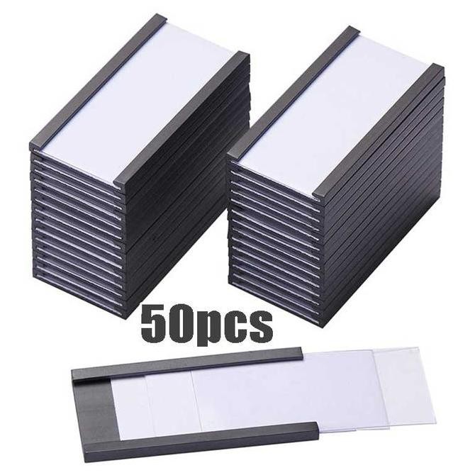 

50pcs 50x25mm 75x25mm 100x30mm Magnetic Label Holder Magnetik Label Harga Dirak Price Tag Magnetik