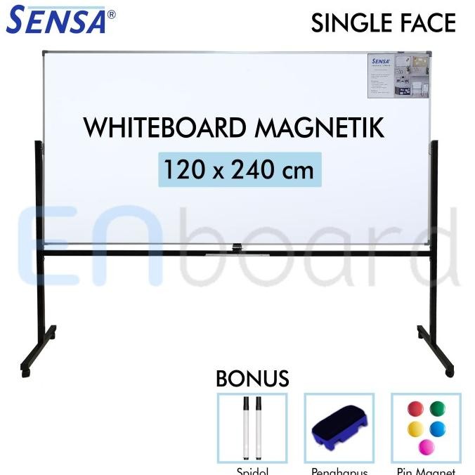 

BEBAS ONGKIR - Papan Tulis Whiteboard Standing Magnet Single Face Sensa 120 x 240 cm
