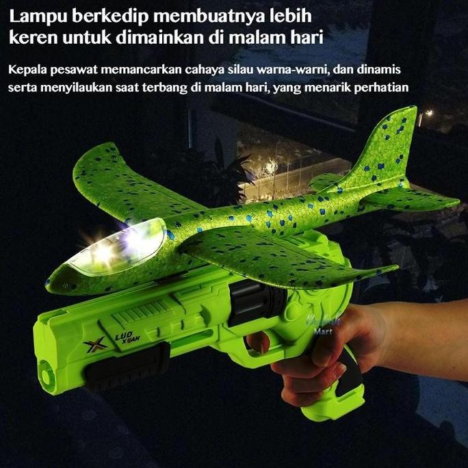 1 SET MAINAN ANAK ANAK 3 IN 1 PELUNCUR PESAWAT TERBANG AIR PLANE BUSA EPP + GUN TEMBAKAN SOFT BULLET