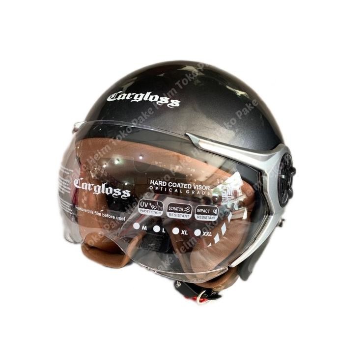 MURAH Helm cargloss hijab retro original grey glossy