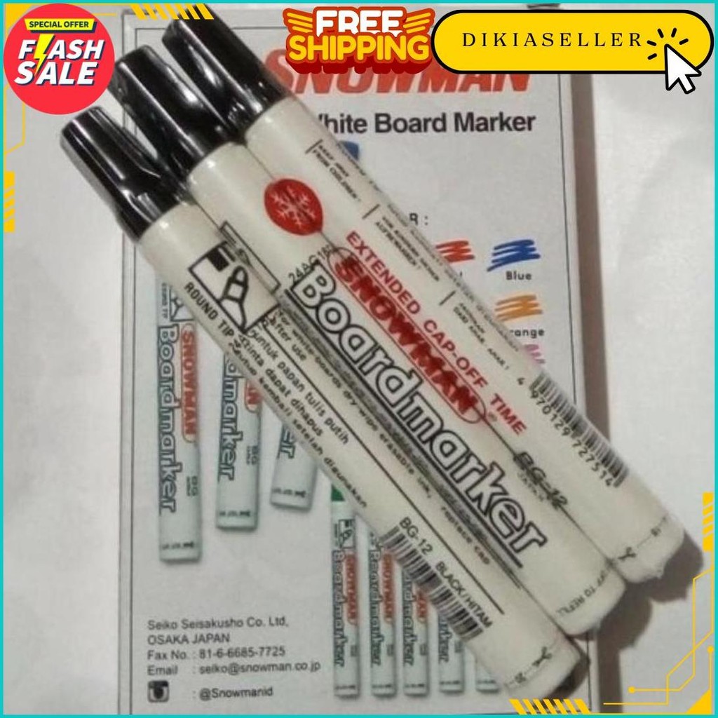 

Spidol Snowman White Board Marker Bg-12 Warna Hitam Dan Merah Satuan Spidol Snowman Murah Cod