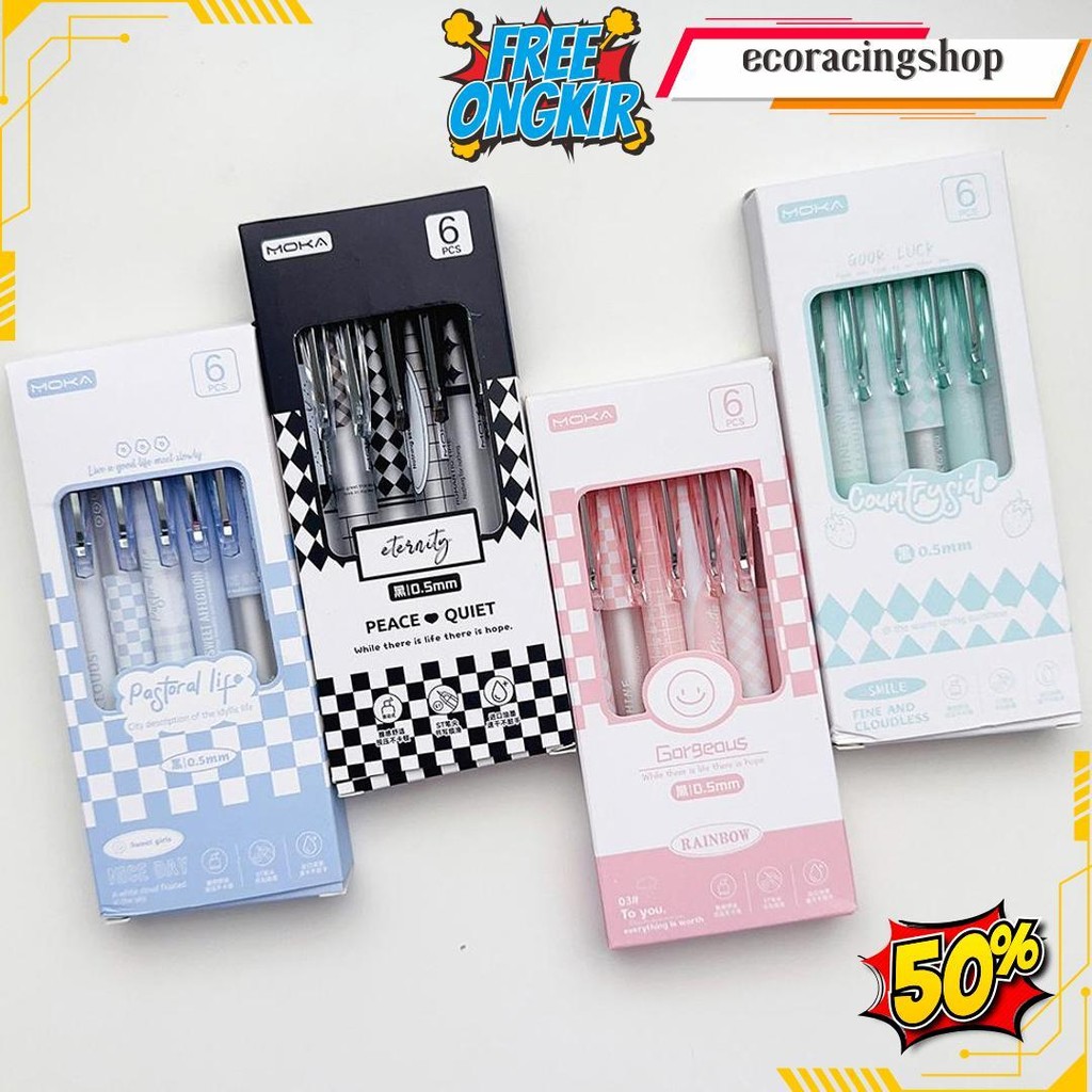 

Surabaya Winzige 6Pcs Pulpen Gel Lucu 0.5Mm Pulpen Aesthetic 1 Pack Retractable Gel Pens Alat Tulis Pen Mekanik Tinta Hitam Stationery Korea Pink School Stuff Cod