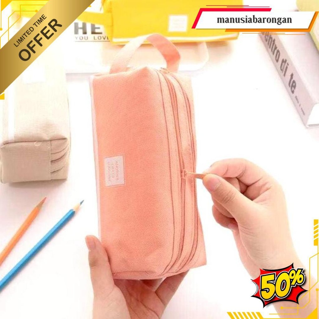 

Munte21- Kotak Pensil Dan Stationery Dual Zipper Dompet Pensil 2 Pouch Gratis Ongkir