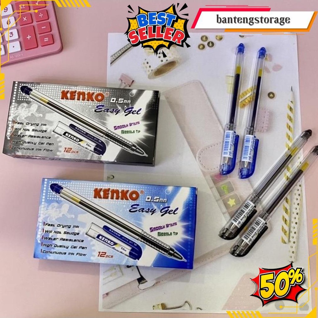

[12 Pcs] Pen Kenko Easy Gel 0.5Mm Tidak Bocor Cod