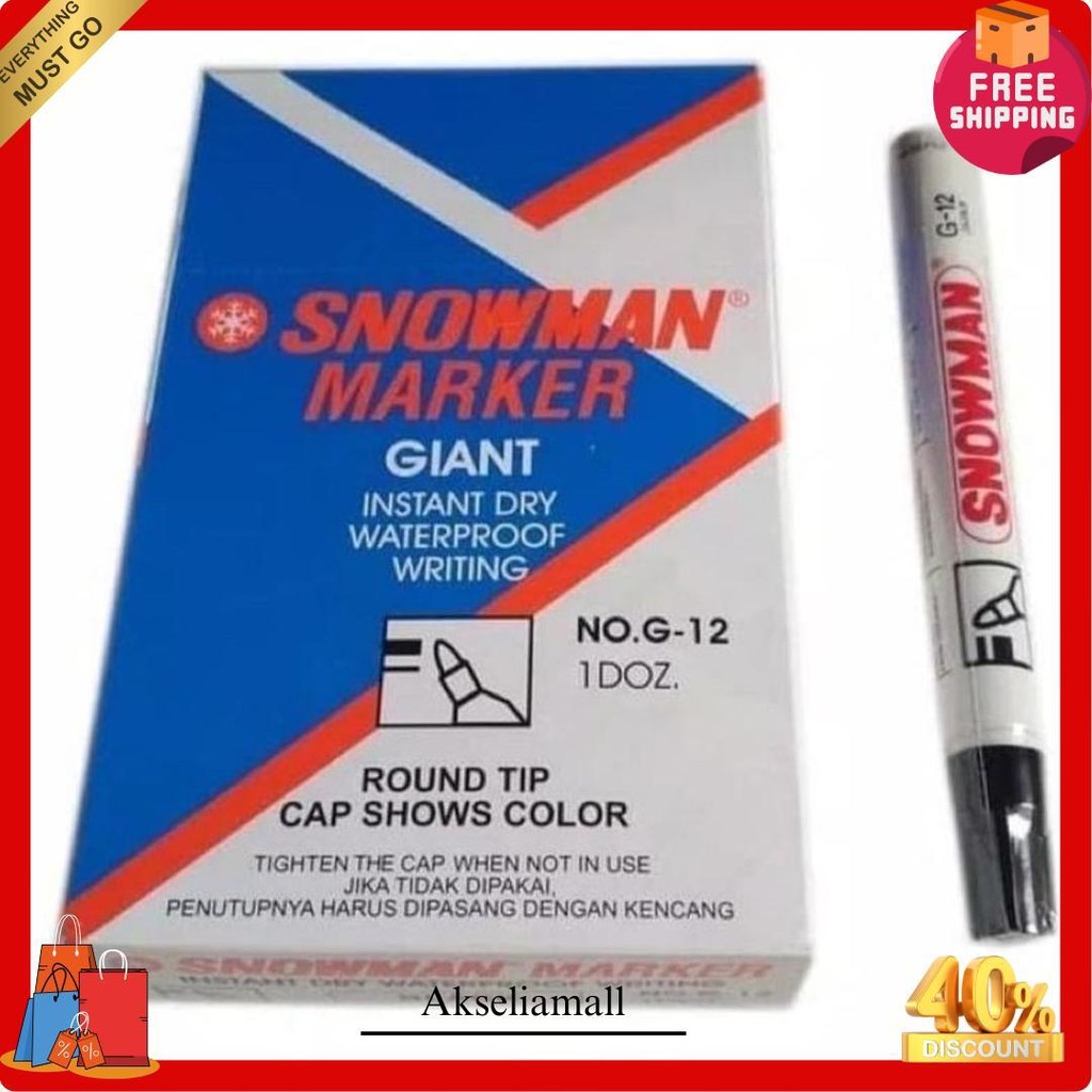 

Spidol Snowman Permanent G-12 (Lusinan) Termurah Banget