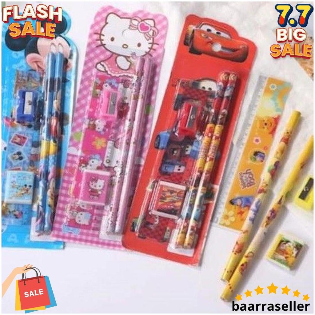 

Stationery Mini Set Alat Tulis Sekolah Karakter 5In1 / Alat Set Tulis Anak Karakter Lucu Cod