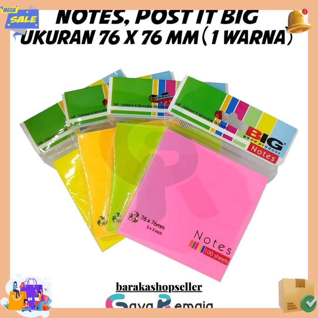 

Notes Big | Memo Warna Warni | Sticky Notes Tempel | Post It 100 Sheets | Sticky Note | Memo Pad | Cacatan Kecil Tempel Siap Kirim