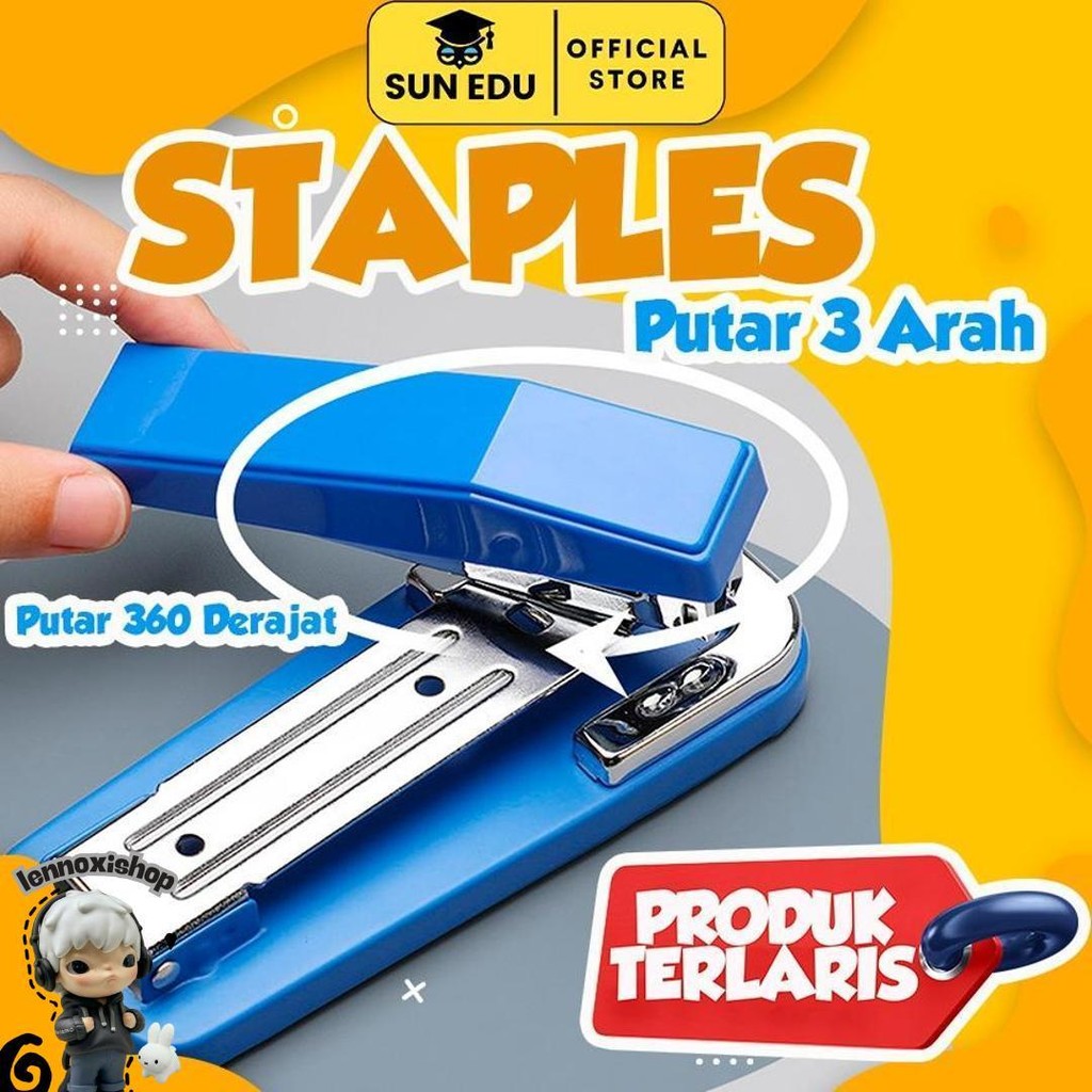 

Triple Stapler Stepler Rotatable/ Staples Meja Putar 3 Arah Besar/ Staples Kantor Promo