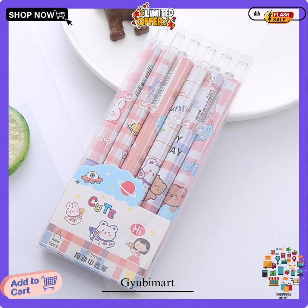 

Pulpen Gel Lucu Set 6In1 / Pulpen Tinta Hitam / Pulpen Gel Hitam Set Termurah Banget